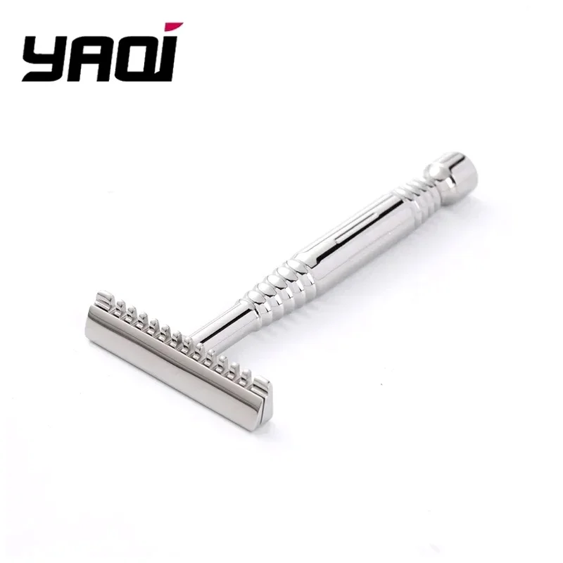Romulus Open Comb Polished 316 stainless Steel YAQI Men Razor Safety Beard Shaver AC Blade Single-edged Mens Shaving