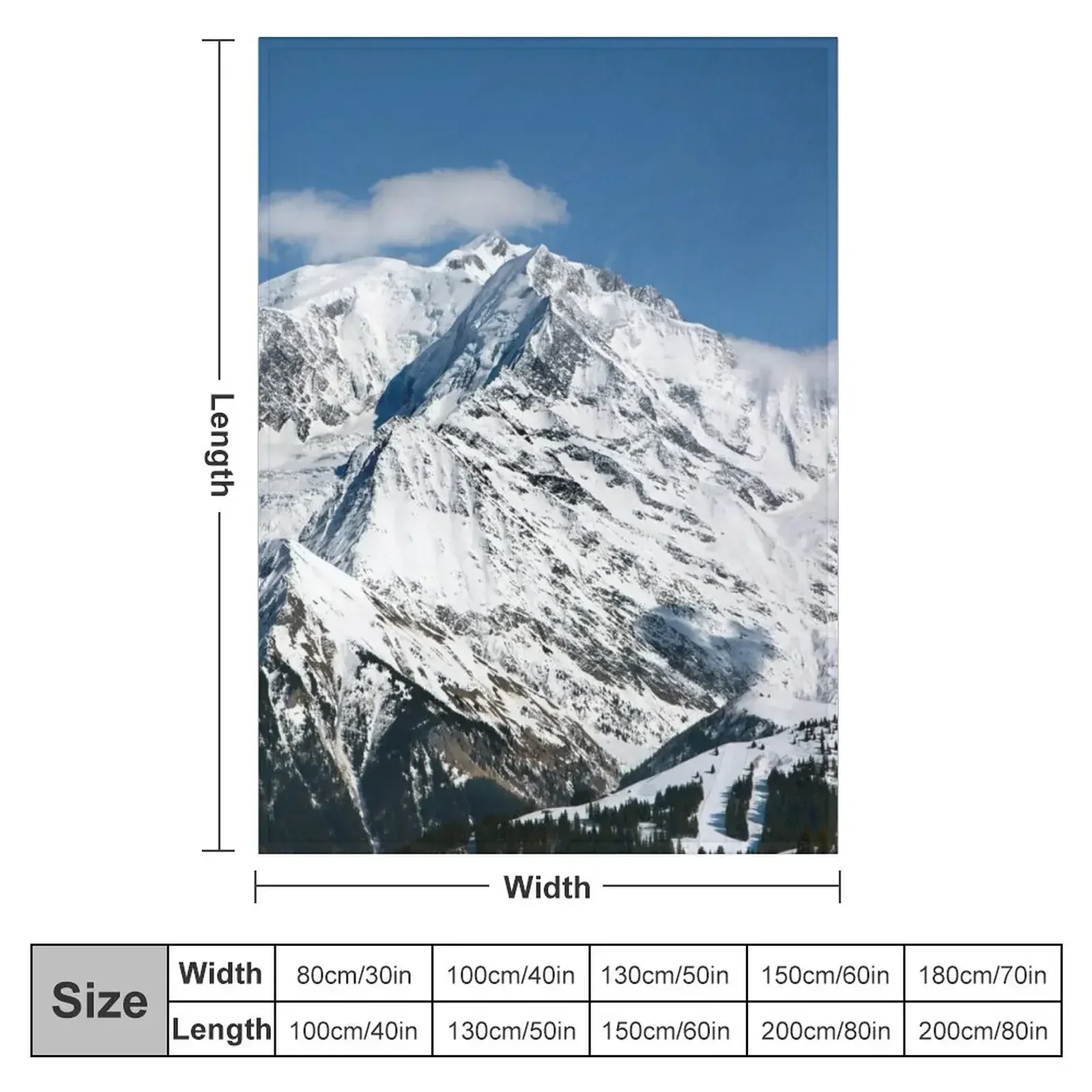 New Mt. Blanc with clouds Throw Blanket couch cozy soft plush fuzzy picnic outdoor blanket