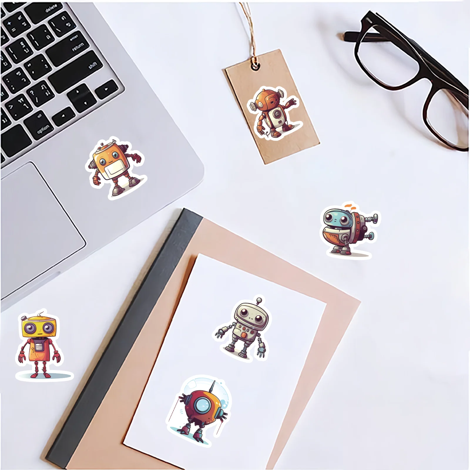 30PCS Cartoon Funny Robot Cute Theme Stickers Decorated Diary Notebook Water Bottle Classic Toy Paper-Cut Thin DIY Decal