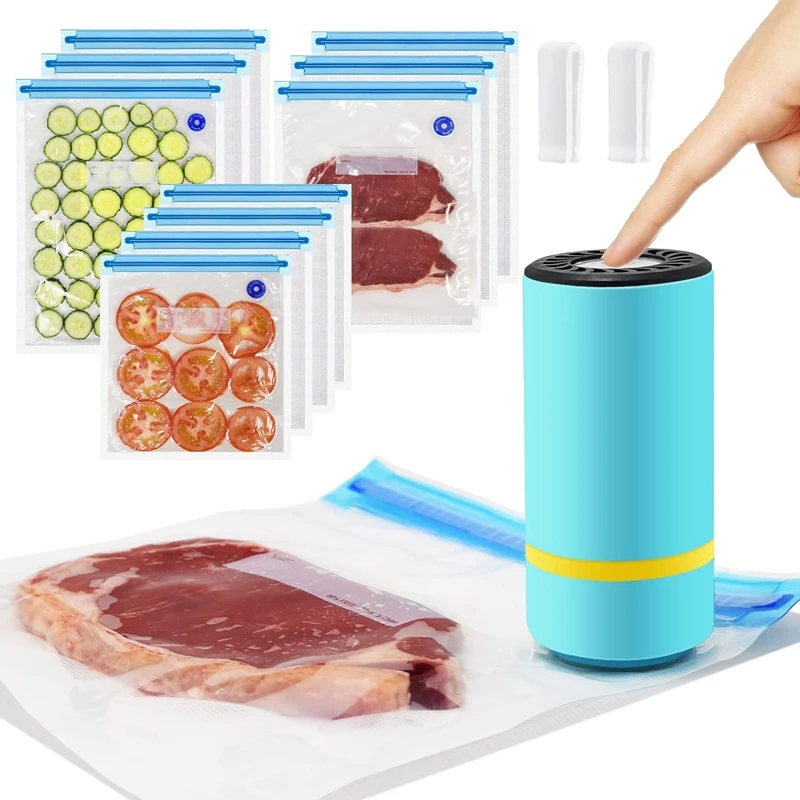 Portable Mini Handheld Rechargeable Electric Vacuum Food Sealer Machine Bags Air Pump High Suction Wet Dry Dual-Use