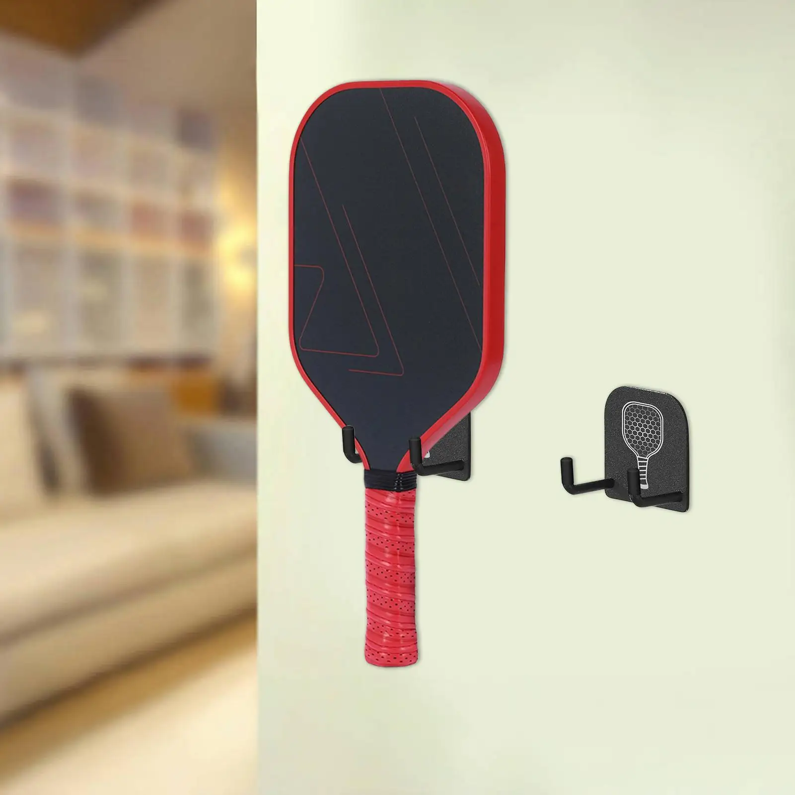 

Держатель для весла Pickleball, стойка для весла Pickleball, настенное крепление, дисплей, 2 шт., без сверления, универсальные крючки для хранения спортивного оборудования