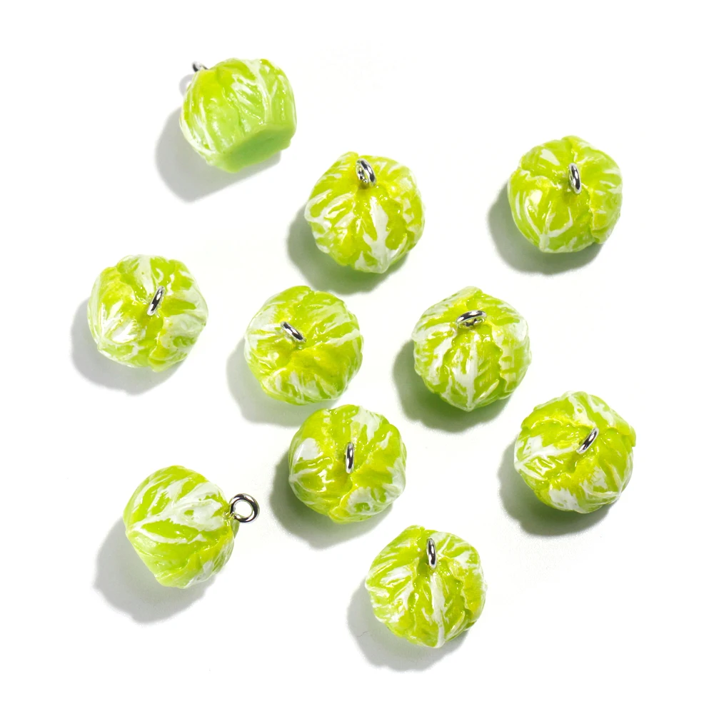 10pcs/lot 3D Simulation Cabbage Charms Cute Food Vegetable Resin Pendants for Earrings Necklace Diy Jewelry Making Supplies