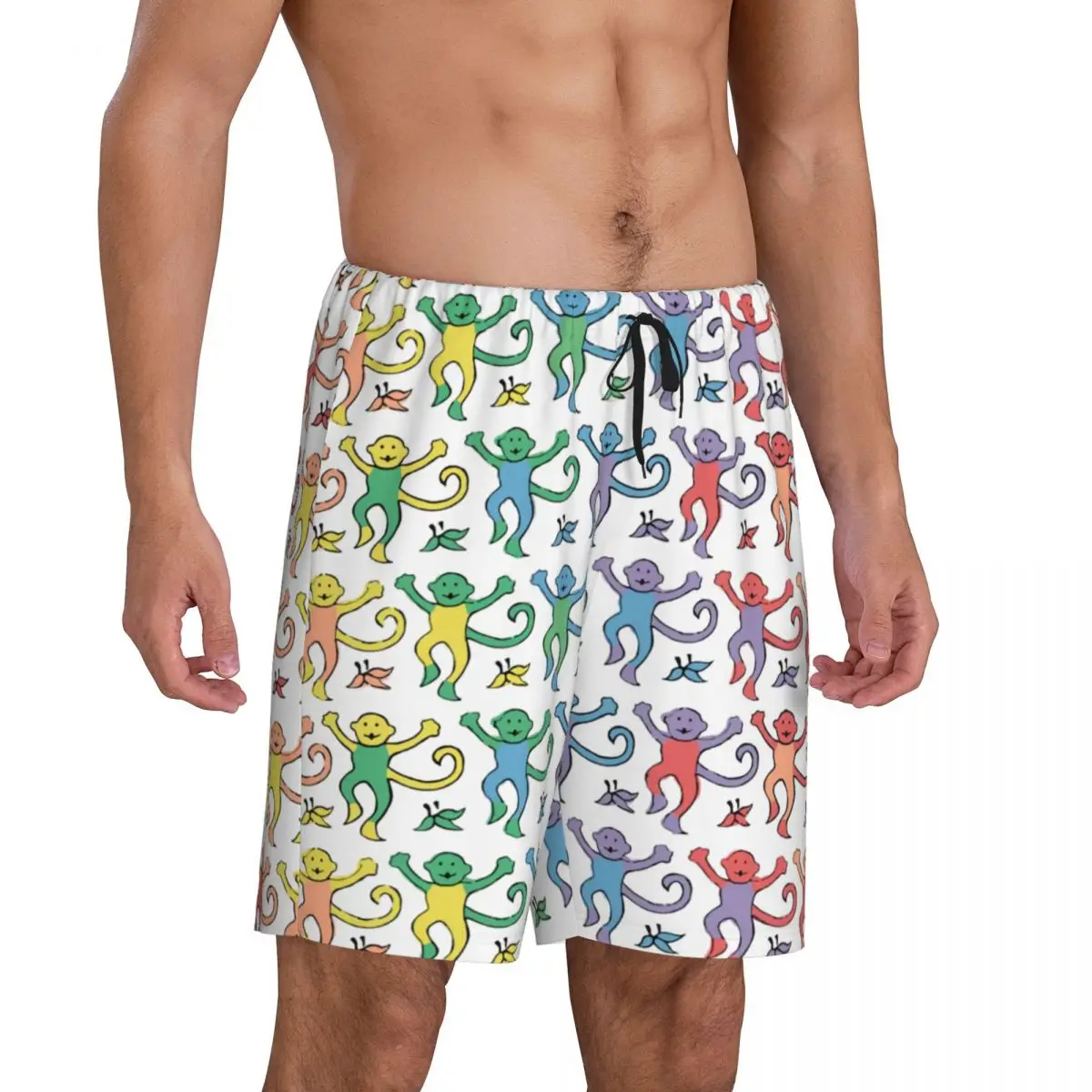 Custom Print Men Preppy Roller Monkeys Rabbit Pajama Bottoms Sleepwear Pjs Sleep Shorts with Pockets