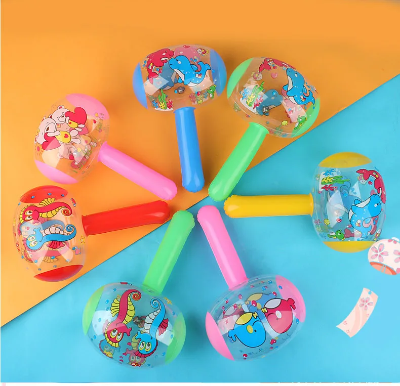 1pcs 22cm Cartoon Inflatable Hammer With Bell Air Hammer New Baby Kids Toys Party Favors Inflatable Toy Pool Beach Party Toys