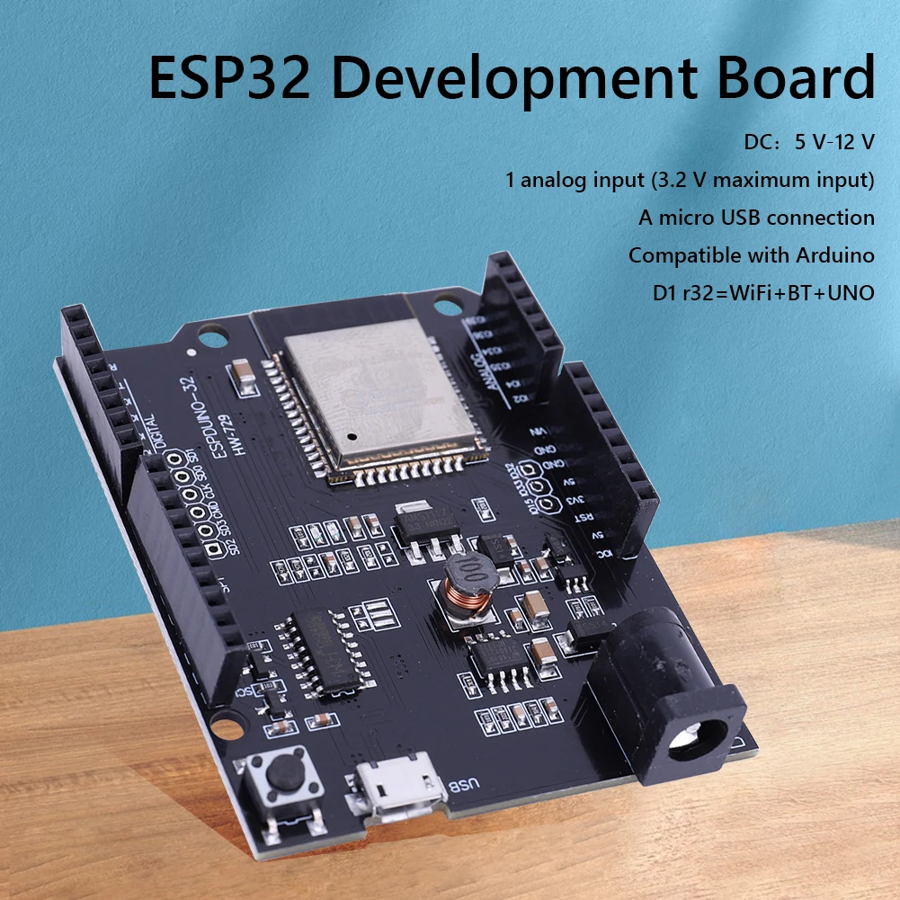 ESP32 for Wemos D1 Mini for Arduino UNO R3 D1 R32 WIFI Bluetooth-compatible Development Board DC 5V-12V CH340 4M Memory One