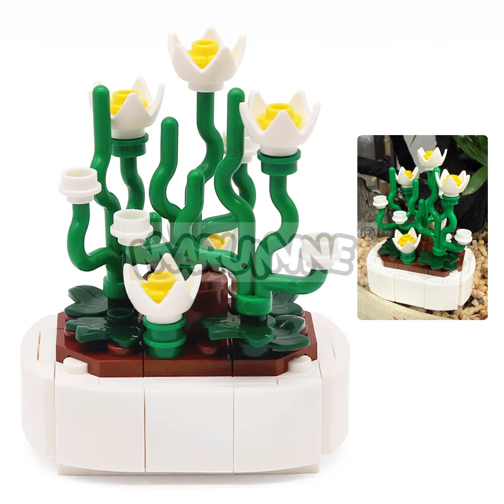 

MARUMINE 59PCS Potted Plants Flower MOC Blocks Set Garden City Building Blocks DIY Model Kit Ornament Decorative 30093 39262