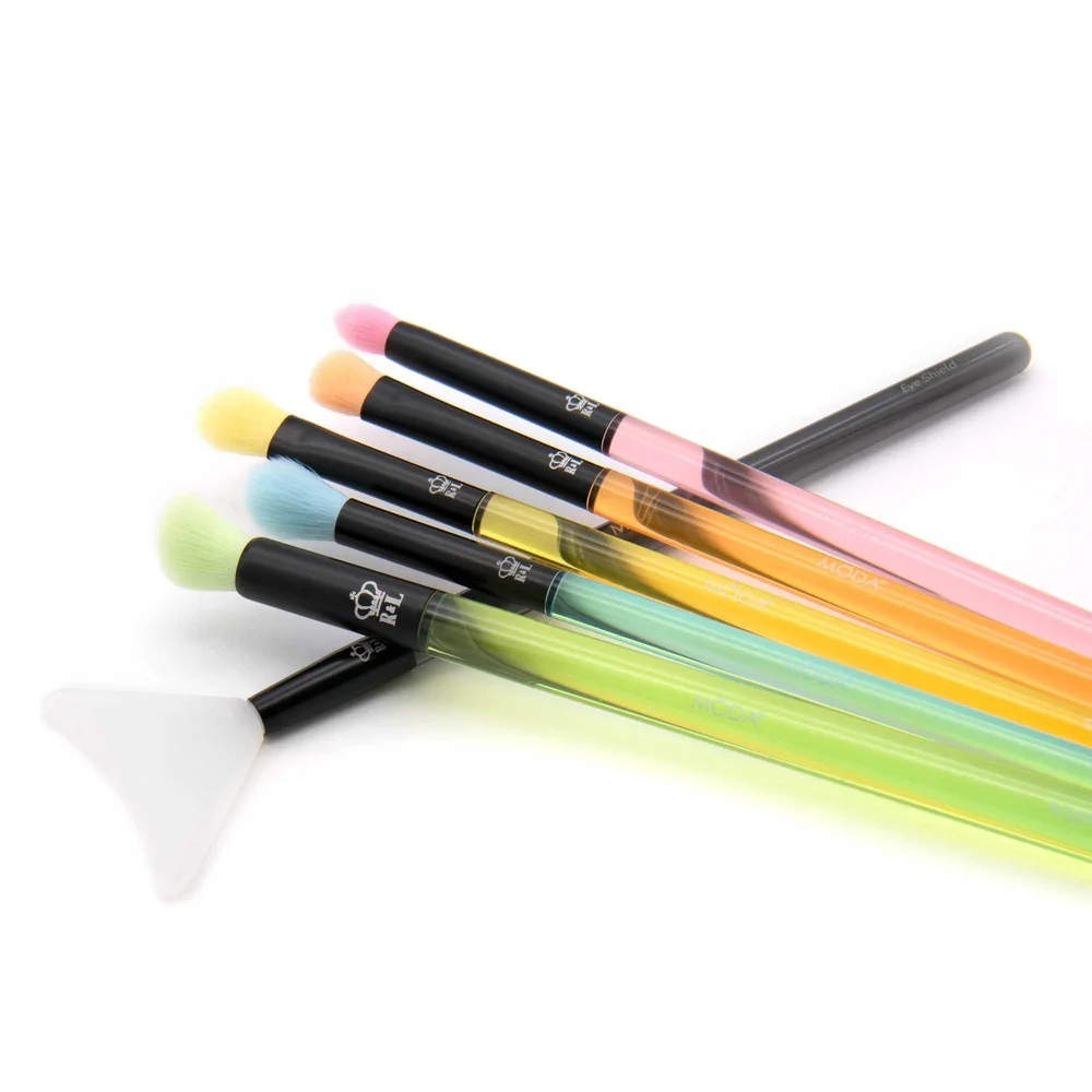 Conjunto de pincéis de maquiagem veganos sem crueldade, 6 peças, sombreador de olhos, liquidificador, detalhe, ângulo de vinco, alças à prova d'água, qualidade profissional sintética