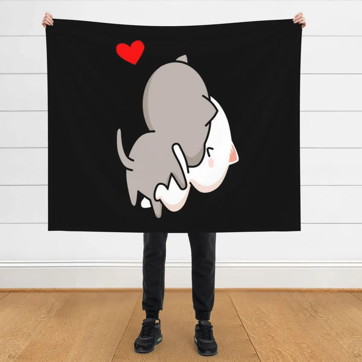 

Peach Cat and Goma The Kiss Throw Blanket Plush Blankets For Bed Picnic Blankets