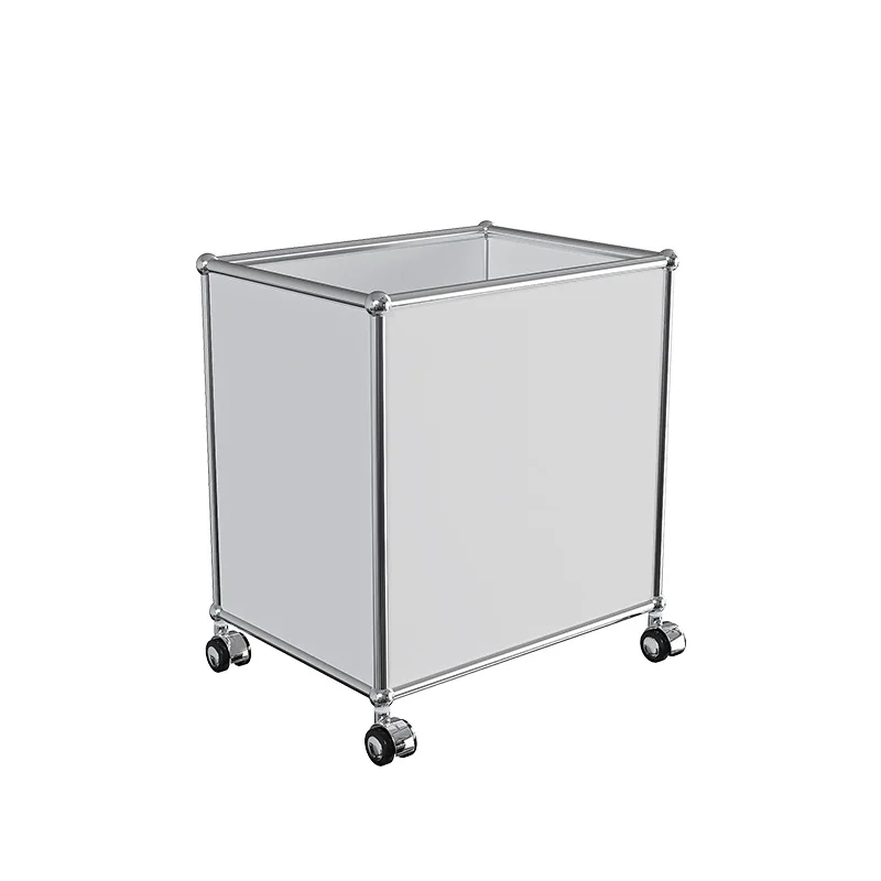 Side cabinet Stainless steel storage basket Modular furniture Movable storage frame with wheels Modern simplicity