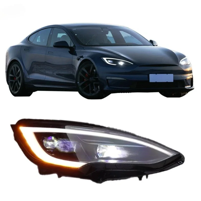 

For Upgrade Matrix LED Headlights for Model S 2016-2024 Direct Fit Front Bumper with 6000K White Bulbs New Condition