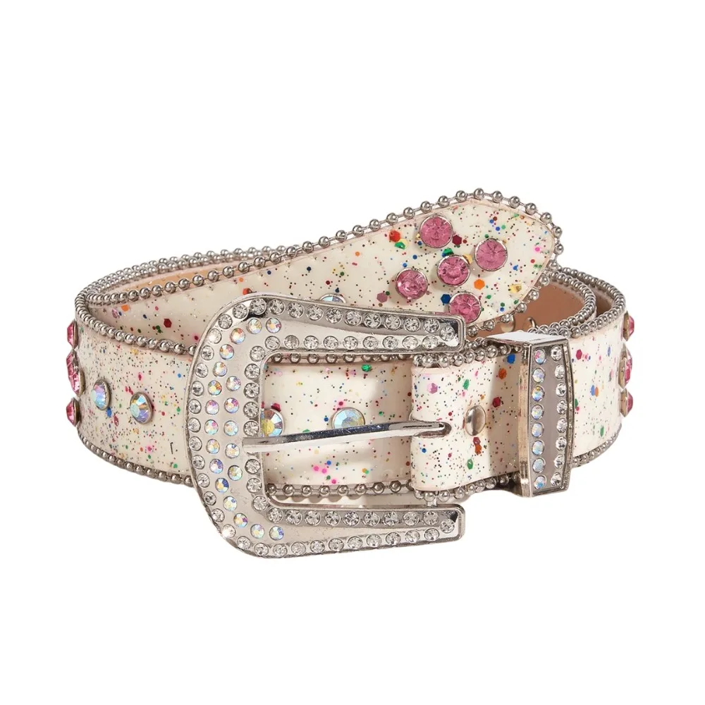 

Fashion Sequin Rhinestone Waistband Gradient Pink Korean Style Retro Y2k Belt Harajuku Shiny Jeans Waistband Spicy Girl