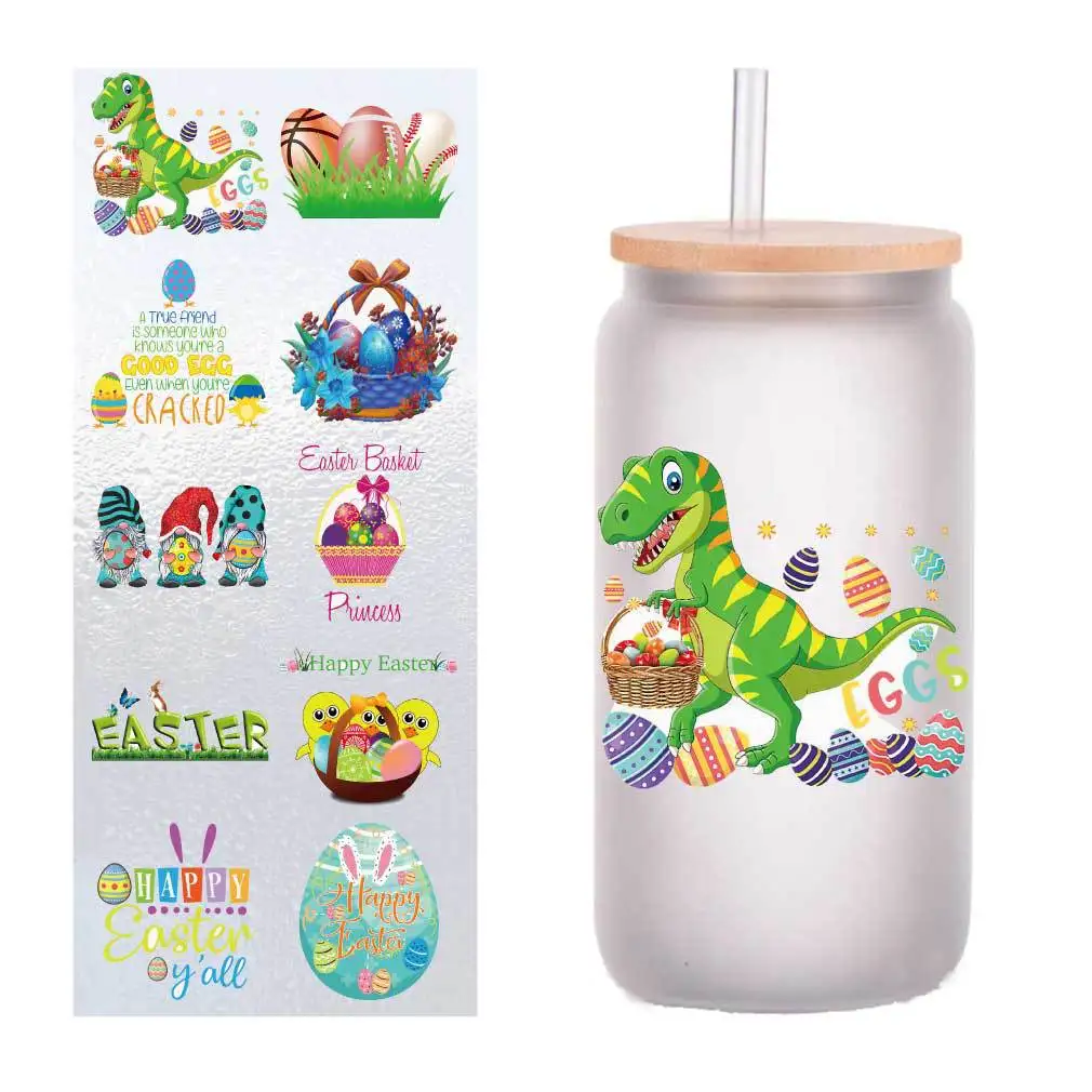 

10 four-inch cartoon cute Easter series UV transfer stickers crystal label glass glass sticker customization