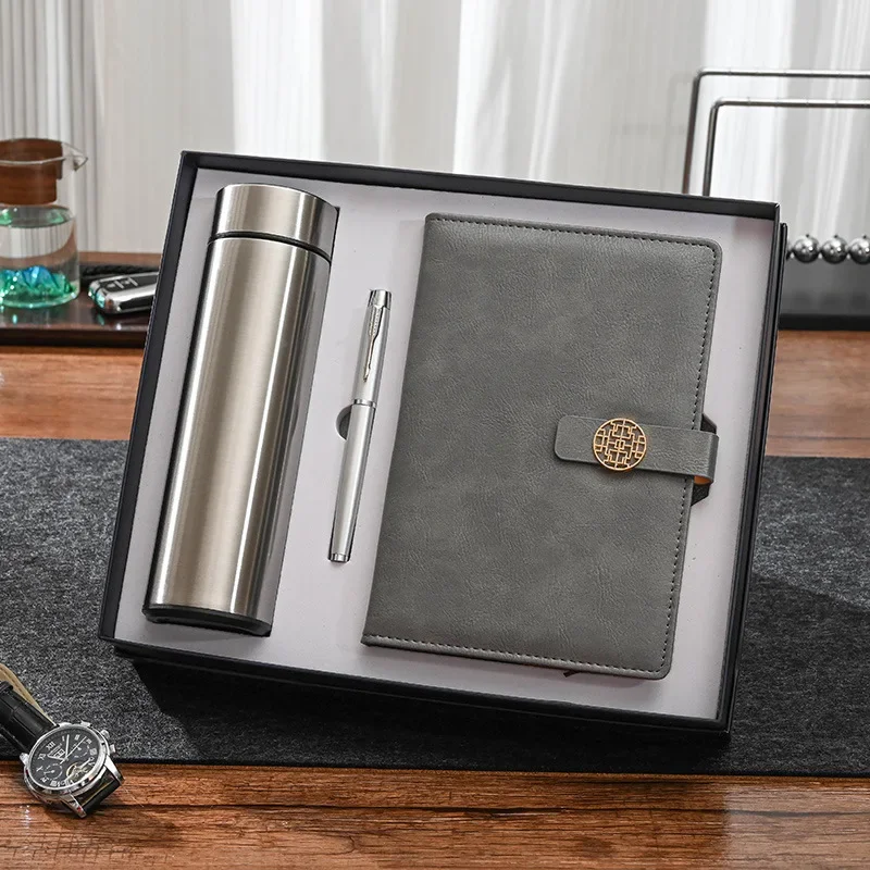 

Thermos Mug & Metal Pen Notebook Corporate Promotional Gift Set тетради time management planner weekly planner