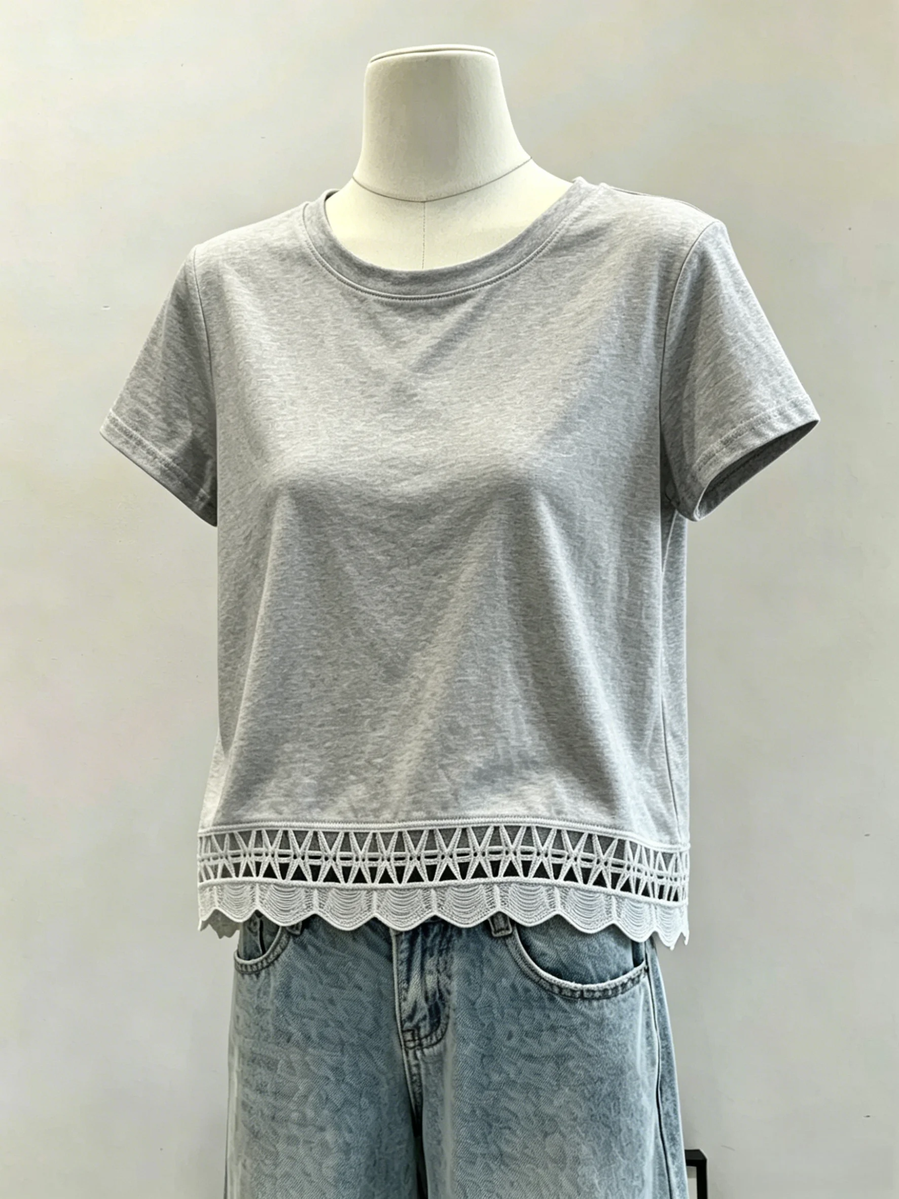White 95 Cotton Lace Casual Top Loose Short Sleeve T-Shirt for Women Summer New Style Big Size Comfortable Breathable Shirt