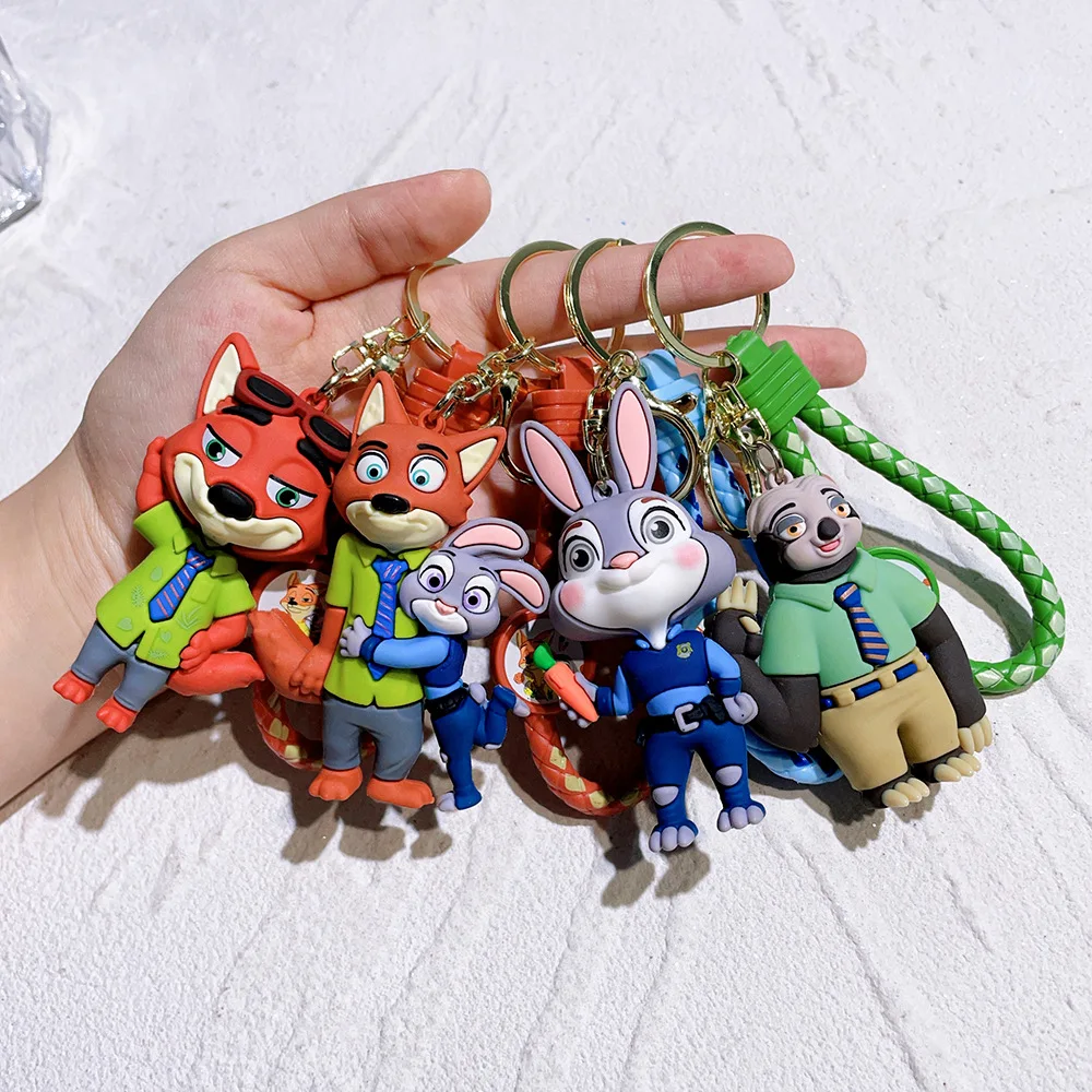 MINASO Crazy Zoo Keychain Accessories Judy Rabbit Fox Sloth Keychain Bag Pendant Keychain Cartoon Fans Couple Love Gift