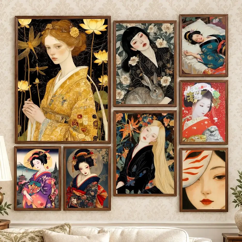 Elegant Refined Art Nihonga Beauty Portraits New Ukiyo Poster Wall Art For Bedroom Living Room Home Decor Holiday Birthday Gift