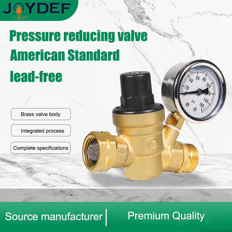 DN20 lead-free Brass Adjustable Water Pressure Regulator Reducer With Gauge Meter 0.05-0.8Mpa