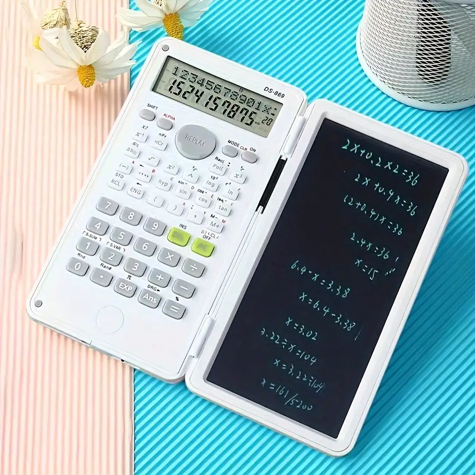 Multicolor Foldable Scientific Calculator Function Calculation + Built-In Writing Board + Portable Storage, Student Math Computation / Office Engineering Calculation / Exam Formula Recording,