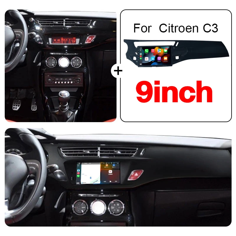 Autoradio Android 12, Carplay, 4G, Navigation GPS, Stéréo, 2 Din, Limitation 2010-2016, Lecteur pour Voiture, Cristaux, C3, DS3