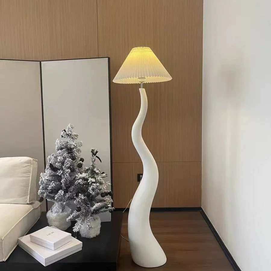 Cream Style Interior Hotel Home Villa Clothing Store Umbrella Floor Lamp Living Room Bedroom White Decorative Resin Floor Lamp
