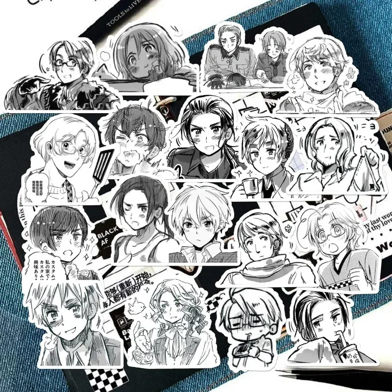 Axis Powers Hetalia Anime Sticker Ivan Alfred Arthur Aph Black White Manga Style Stickers School Supplies Ipad Phone Case Decor