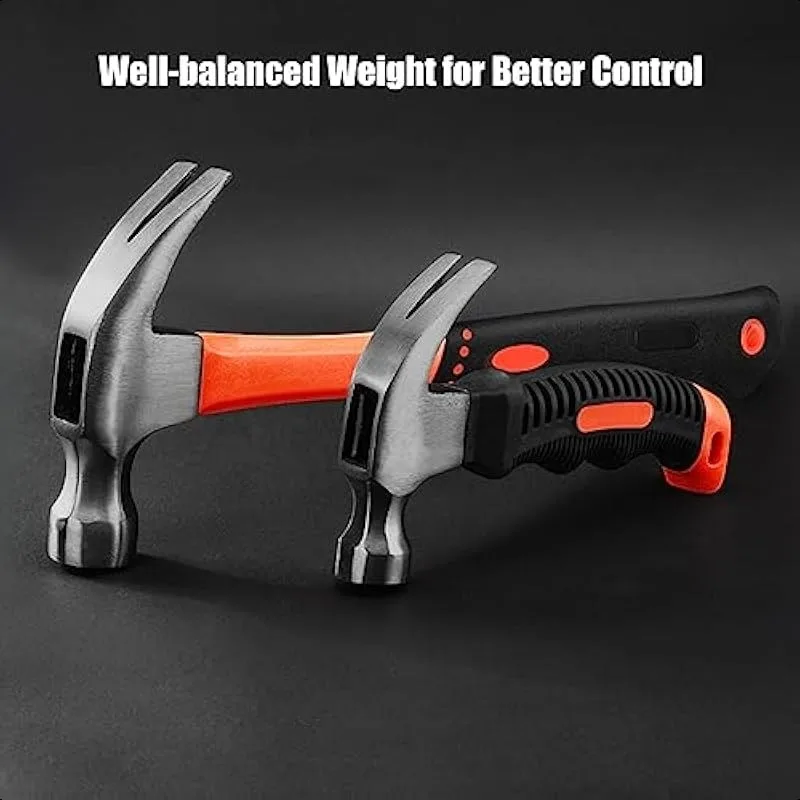 تتضمن مجموعة المطرقة المكونة من قطعتين مطرقة مخلب قصيرة مقاس 8 أونصة ومطرقة مخلب للأغراض العامة من الألياف الزجاجية سعة 16 أونصة.