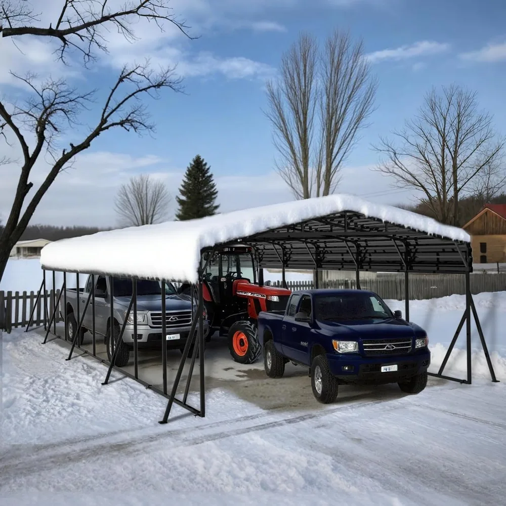 

20x40-foot Heavy-duty Metal Carport with Reinforced Galvanized Roof, Providing All-weather Shelter From Wind and Rain