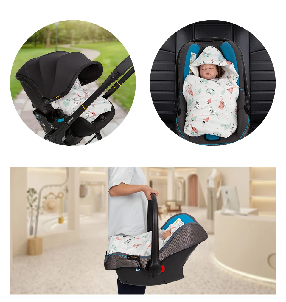 Baby-Wickeldecke für Neugeborene mit Winddichter Kapuze für Kindersitz Herbst Warme Umhüllung für Entlassung 0-6 Monate – Detail 14