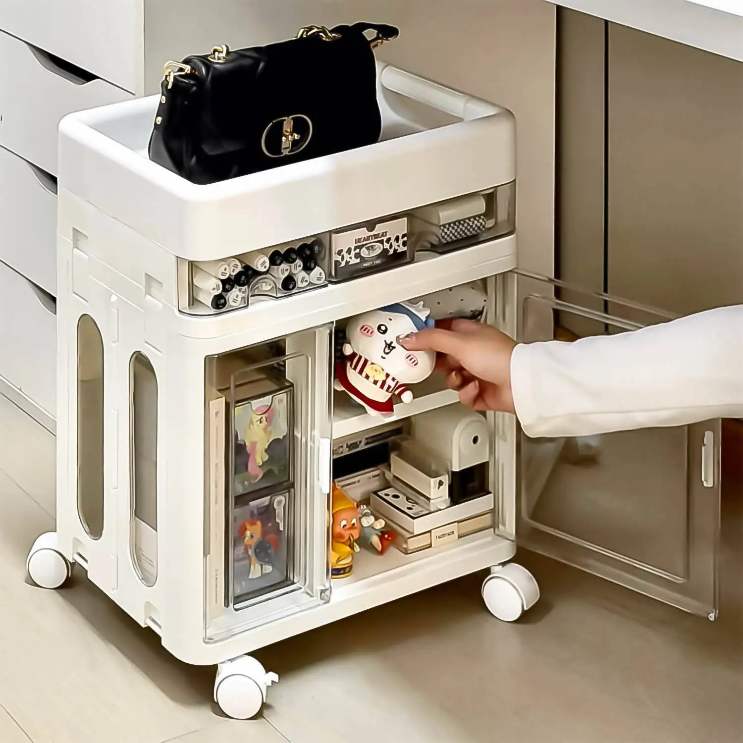 office-desk-underneath-storage-rack-mobile-cart-with-wheels-bag-organizer-small-space-saving-plastic-material-for-bookbag