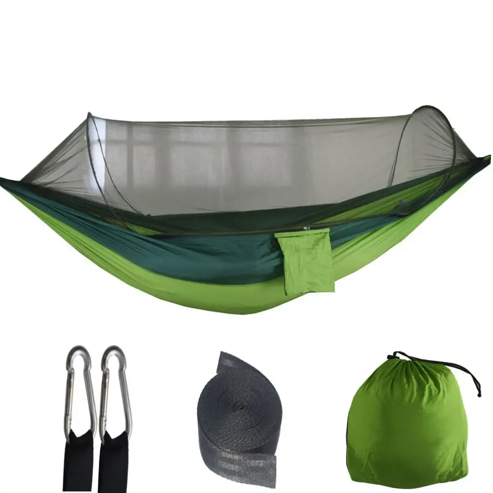 2024 Outdoor Camping Hammock Automatic Quick-opening Mosquito Net Double Pole Hammock Outdoor Camping Anti-Mosquito Camp Bed