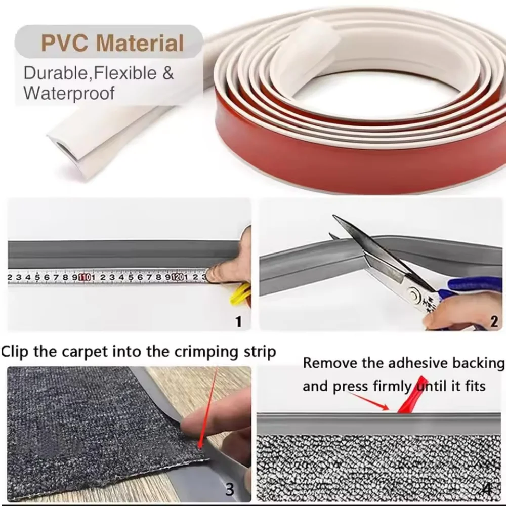 1 قطعة 39.37in 3.5cmX1cm عالية الجودة PVC السجاد حافة شريط الكسوة كوتابل مرنة الطابق الانتقال قطاع آمنة مقاوم للماء البساط حافة