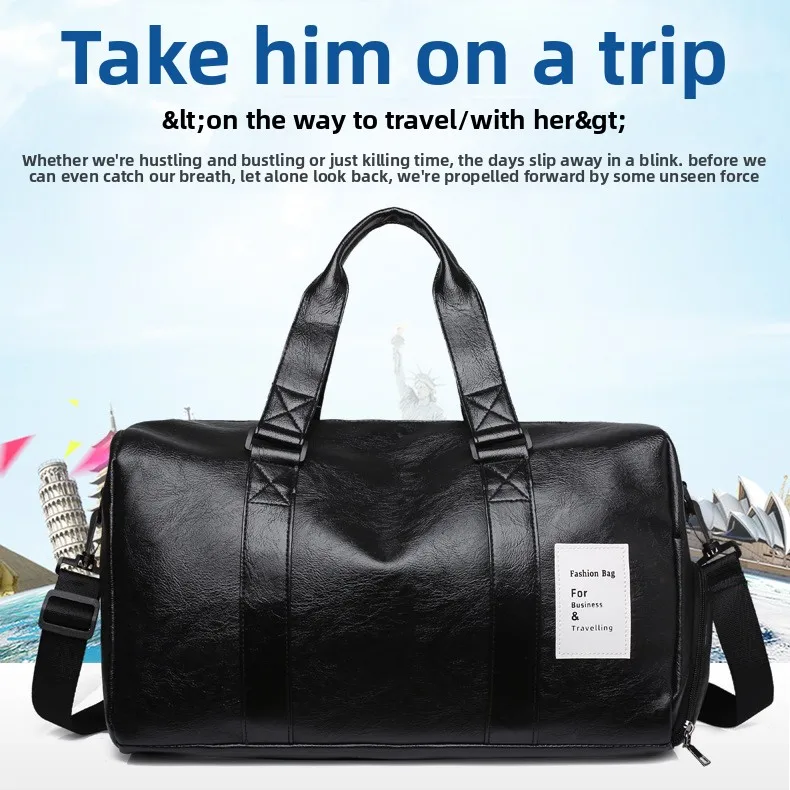 

Men's Fitness Bag Short Trip Travel Bag Large Capacity Lightweight Handheld Luggage Crossbody Bag Swimming Storage Sport