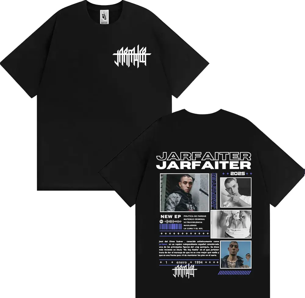 Camiseta con portada del rapero Jarfaiter Album Tour 2025, moda Harajuku para hombres y mujeres, camisetas de música Pop de Hip Hop, Camiseta Vintage 100% de algodón