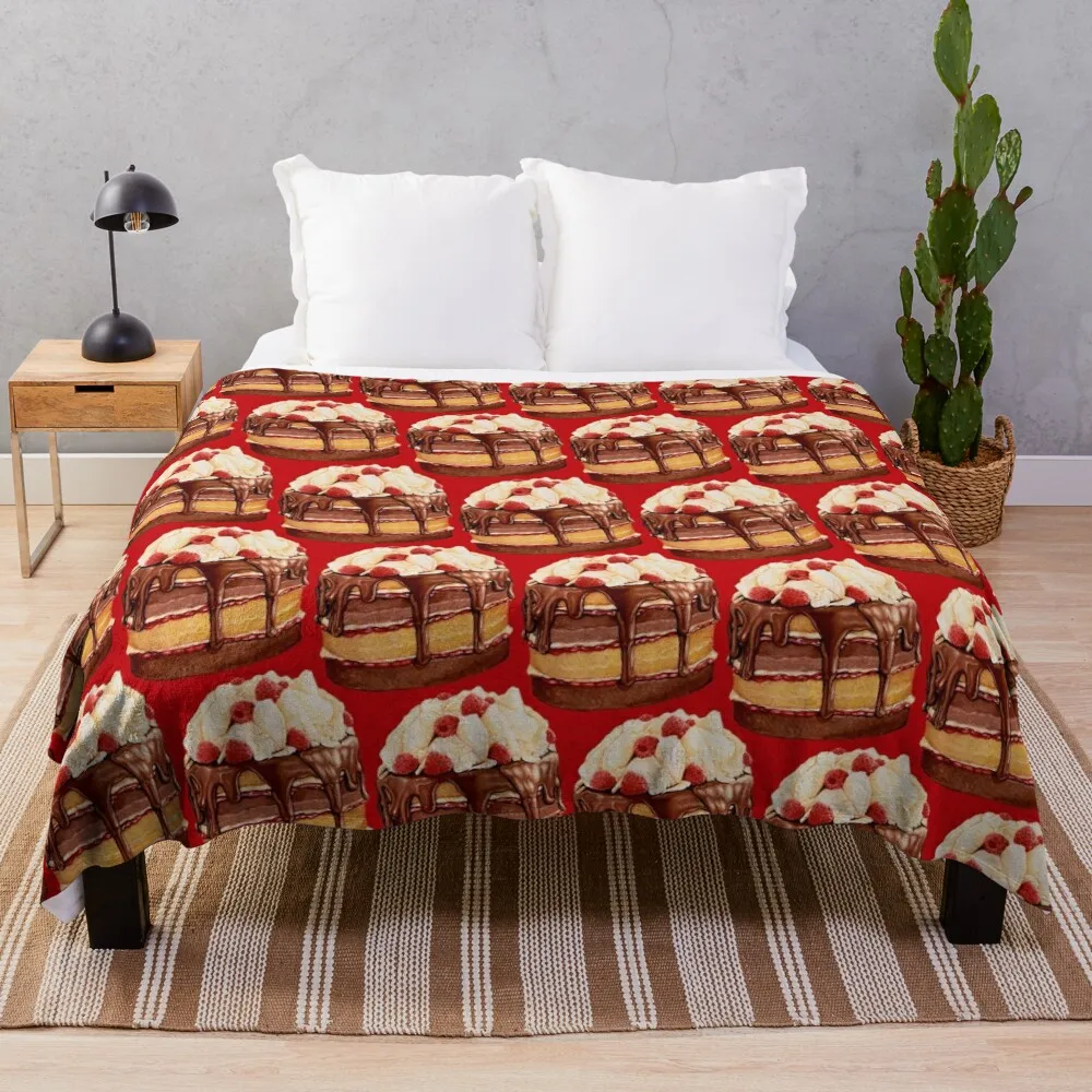 

Chocolate Raspberry Cake Pattern Throw Blanket Thins Sofas Blankets