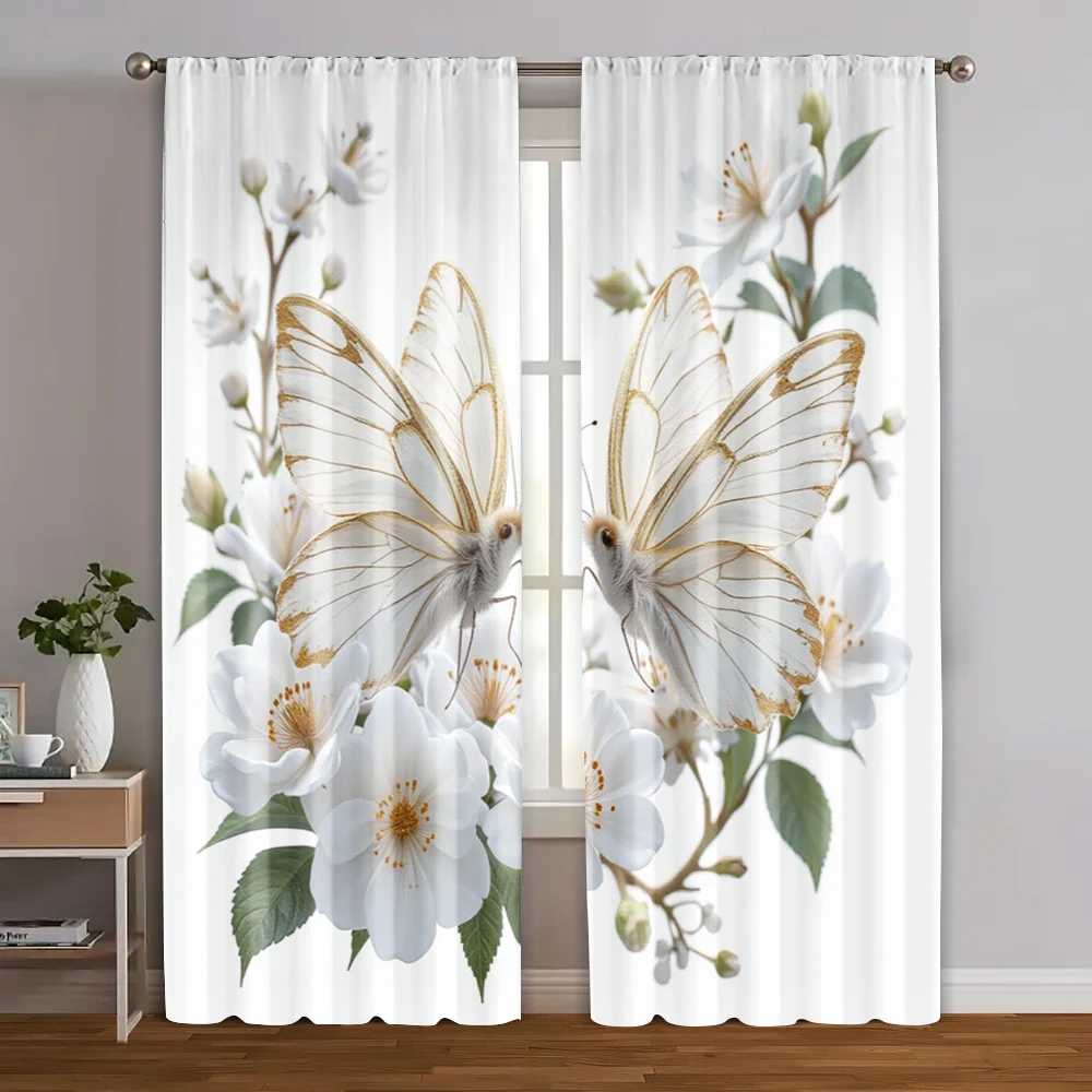 2pcs, Curtains Roller Blinds Inspirational Butterfly Durable Polyester (without rod) Decorations For Home Use for Bedroom &