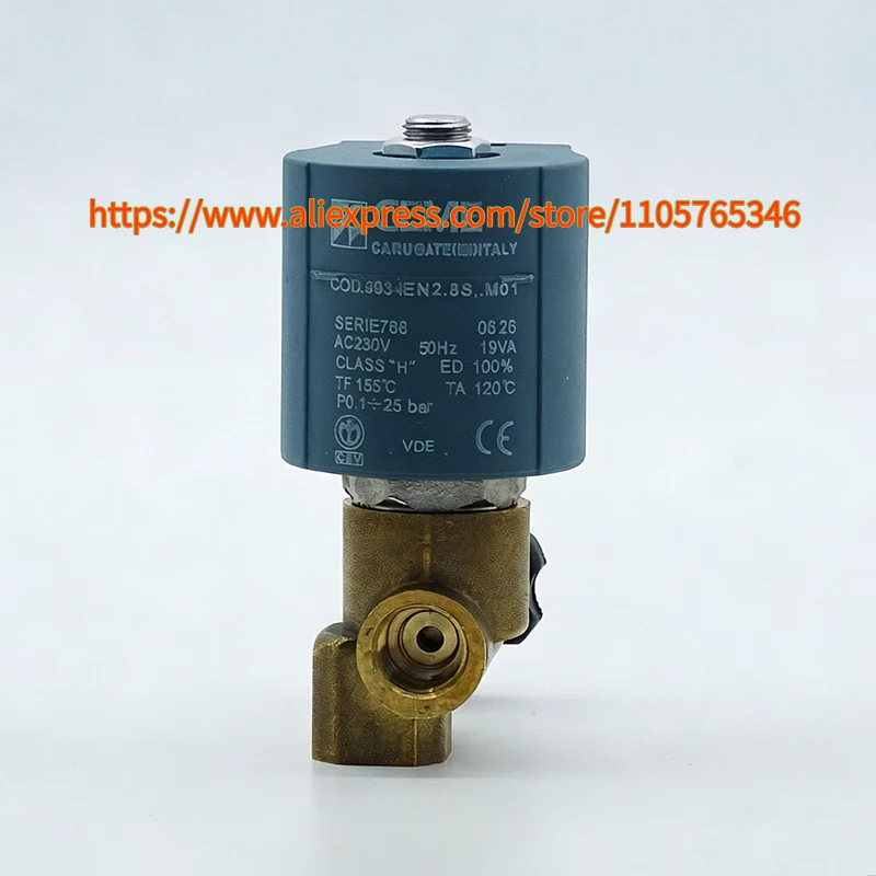 CEME 9934 2/2 Direct Acting NC Steam Solenoid Valve, G1/4 25 bar Suitable for Ironing Machines, Steam Boilers, Coffee Machines