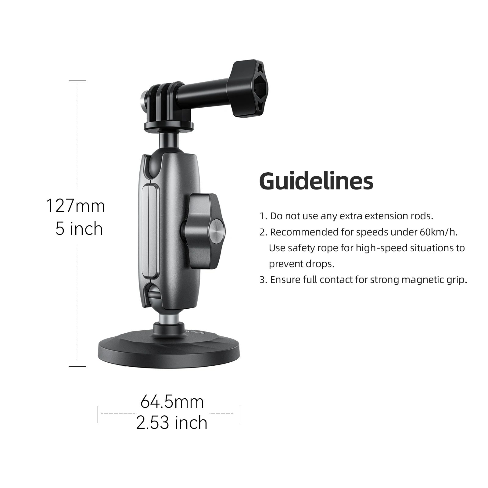 TELESIN Aluminum Alloy Magnetic Action Camera Holder 360° Adjustable 1/4 Adapter For GoPro Insta360 DJI OSMO Action Smart Phone