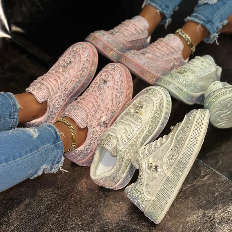 

Brand Women Luxury Sneakers Fashion Comfort Women Shoes Plus Size Rhinestones Women Designer Causal Shoes Platform Sport Shoes