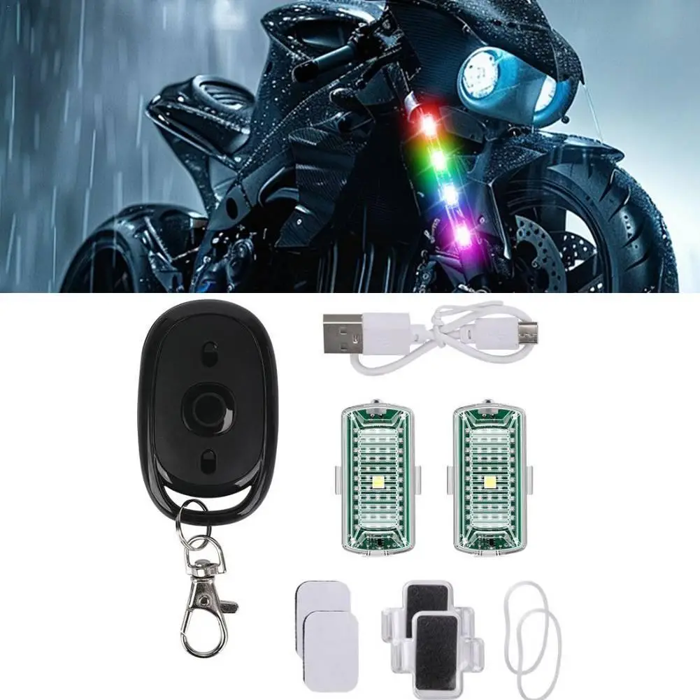 Wireless Remote Control LED Strobe Light for Motorcycle Scooter Anti-collision Warning Lamp Flash Indicator Drones Accessories