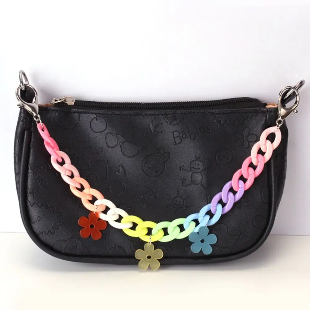 Colorful Shoulder Bag Straps 2024 Fashion Style Metal Alloy Purse Chain Belt Versatile Acrylic Handbag Handle Chain Women