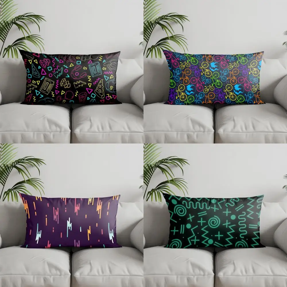 

Home Decor Colorful Retro Pattern Pillowcase Suitable For Sofa Bedroom Car Pillow Cover Cushion Rectangular Back Cushion