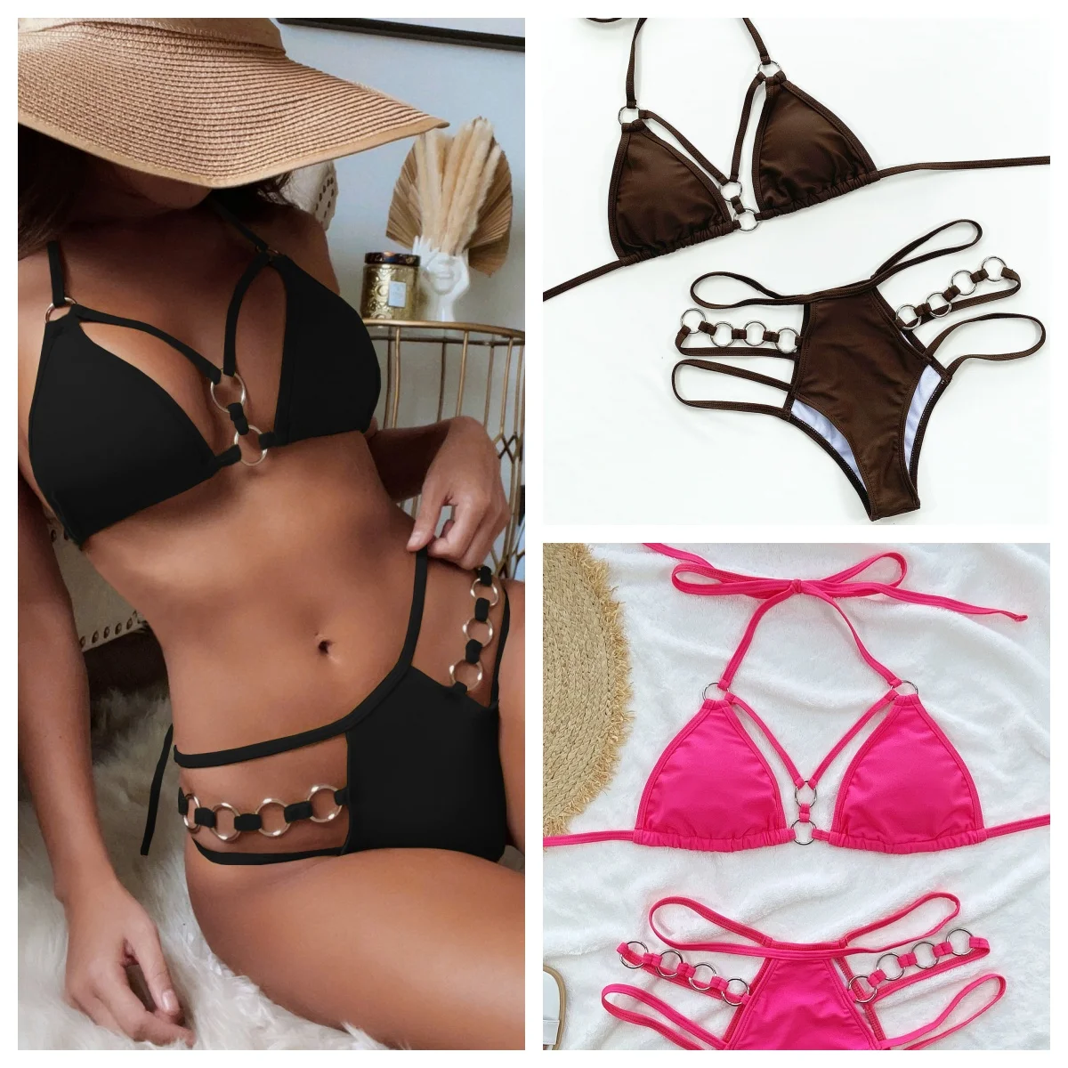 2 Stück Badeanzug Bikini Frauen Sommer Strand tragen Anzug weibliche einfarbige Split-Sets neue Damen Badeanzug