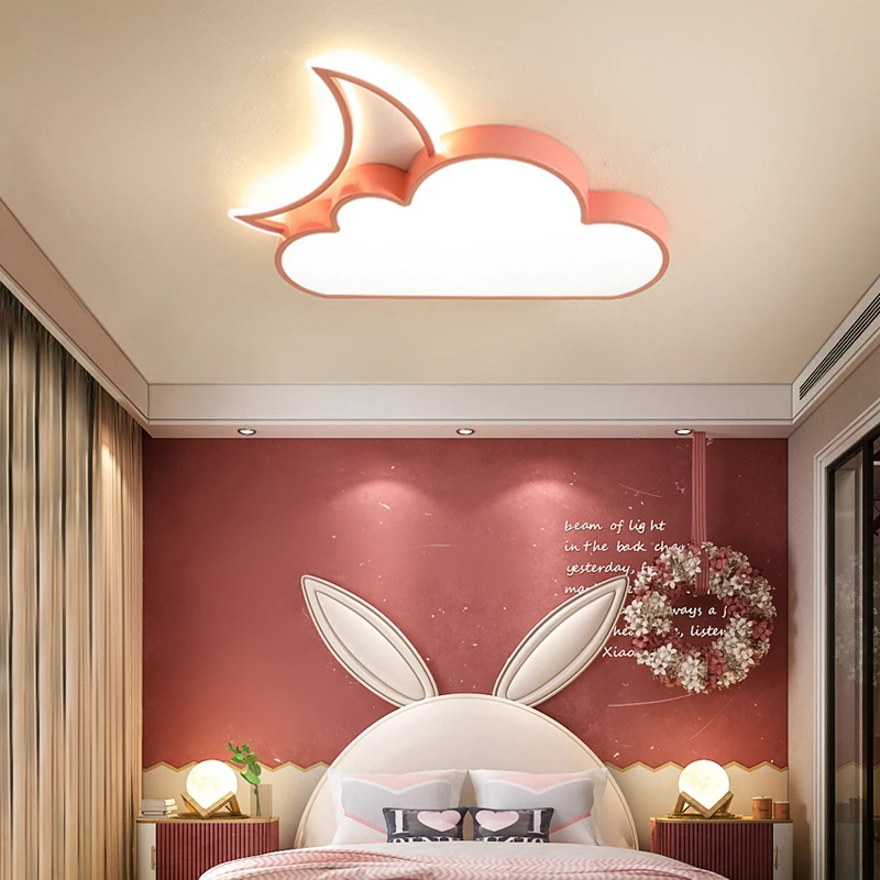 

Современные светодиодные потолочные светильники в форме облака, люстра для детской, спальни, кабинета, Луны, звезды, детская розовая потолочная лампа