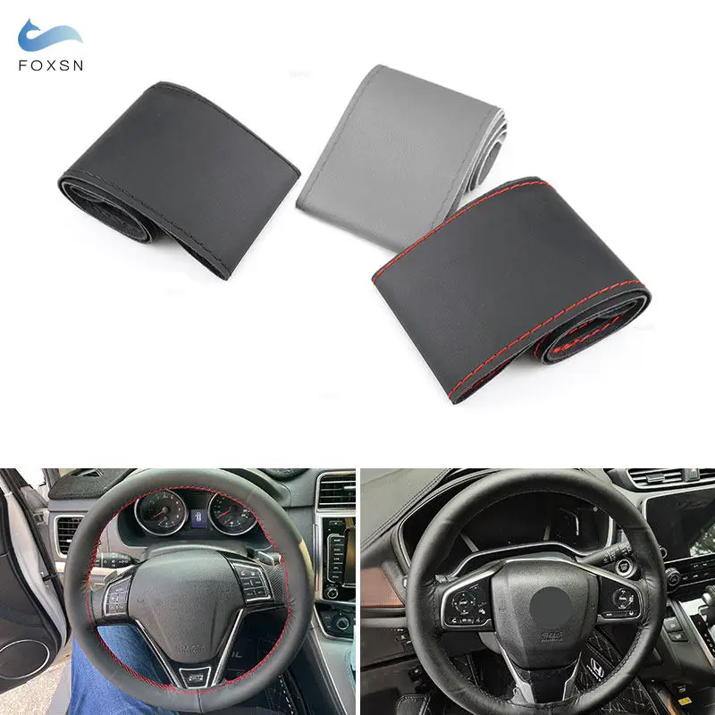 Universal 42CM 45CM 47CM 50CM Microfiber Leather Car Steering Wheel Hand Braid Cover Interior Accessories With Needle and Thread