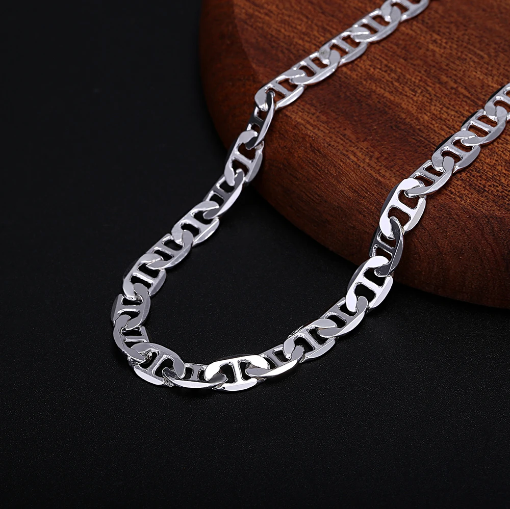 45-60cm 925 Sterling Silver Necklace noble luxury gorgeous charm fashion 6MM Boy men solid wedding party women jewelry