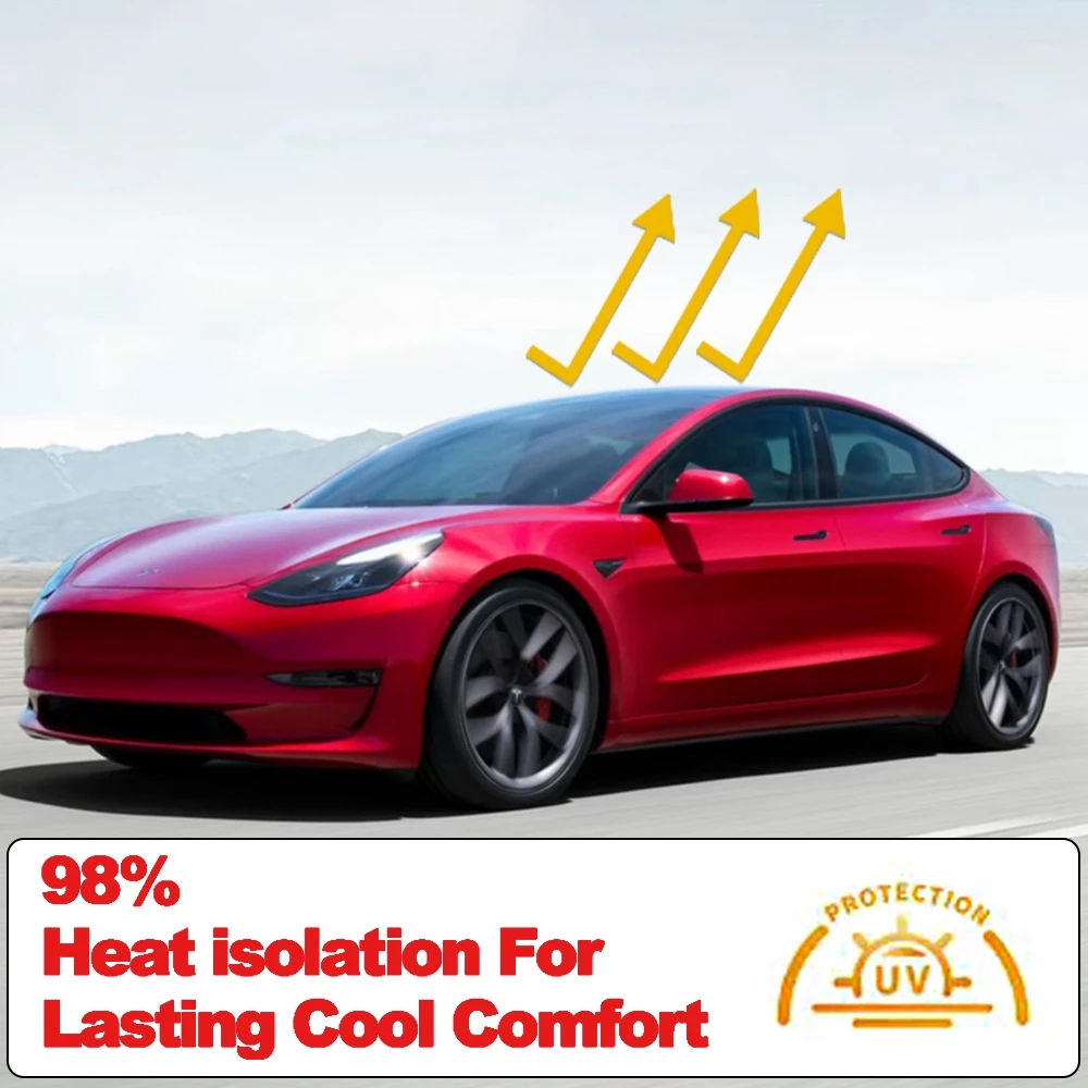 Roof Sun Shades for Tesla Model Y 2021-2024/Model 3 2021-2023 Ice Cloth Buckle Sunshade Sunroof Window Accessories