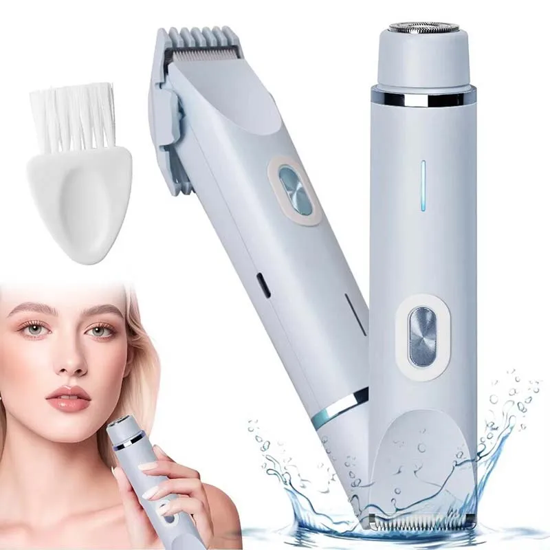 

Electric Shaver for Women 2 in 1 Bikini Trimmer Double Head Portable Hair Electric Epilator IPX7 Waterproof Electric Razor