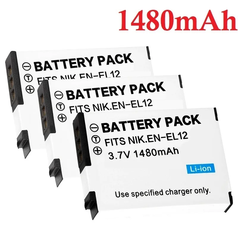 1480mAh EN-EL12 ENEL12 EN EL12 Battery for Nikon Coolpix A1000 B600 W300 A900 AW100 AW110 AW120 AW130 S9300 S9500 Camera