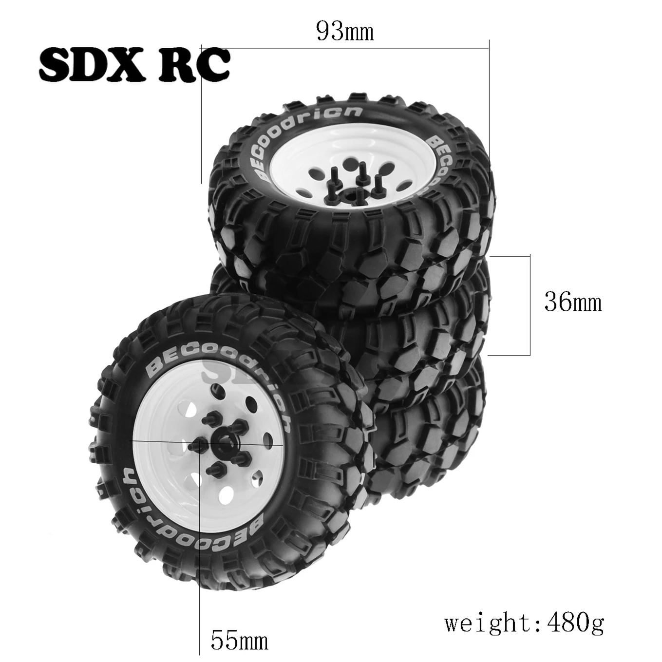 

4pcs 1.9 Beadlock Wheel Rim Tire for 1/10 RC Crawler Car TRX4 Axial SCX10 90046 90047 MST