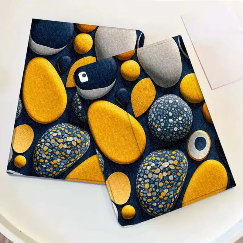 Colored Smooth Pebbles For iPad Pro Mini Air 1 2 3 4 5 6 7 10 11 th 8 9 gen 11 M4 M5 Foldable Tablet Case Cover